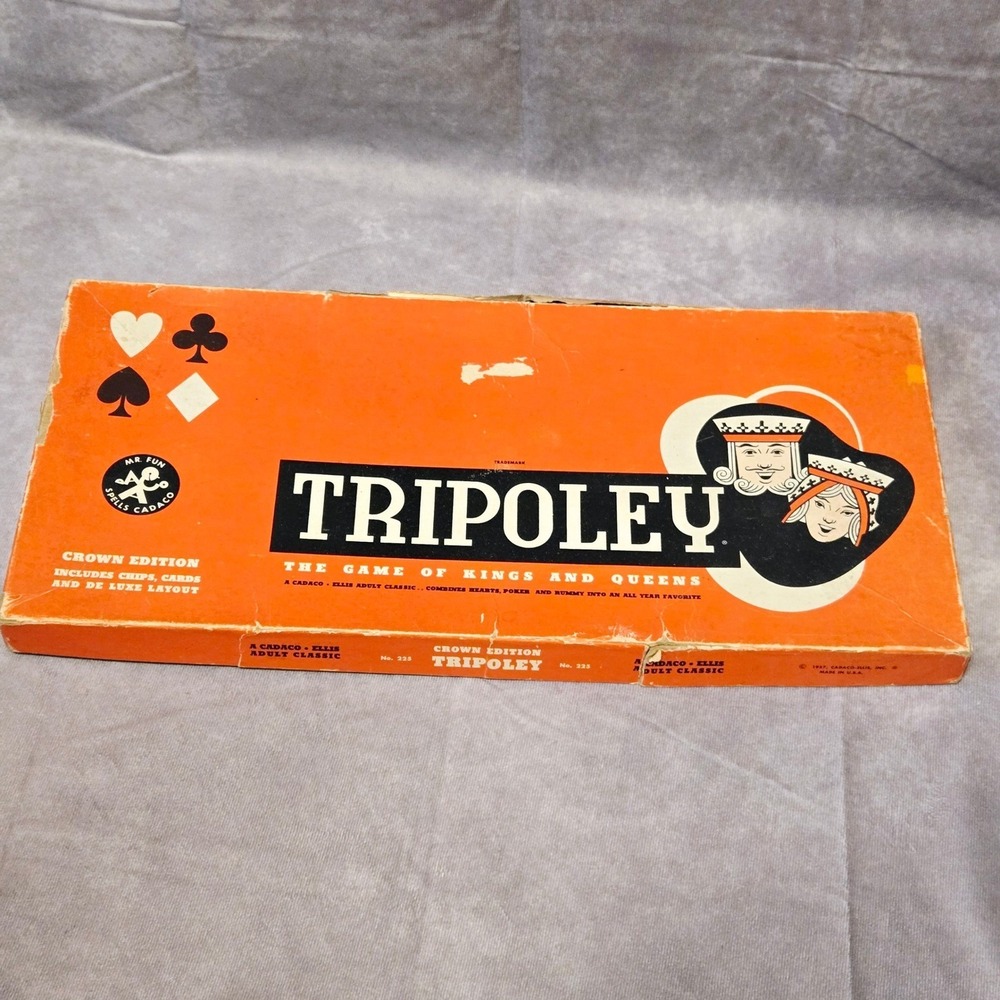 Vintage Tripoley Crown Edition‎ Board Game-Missing Cards